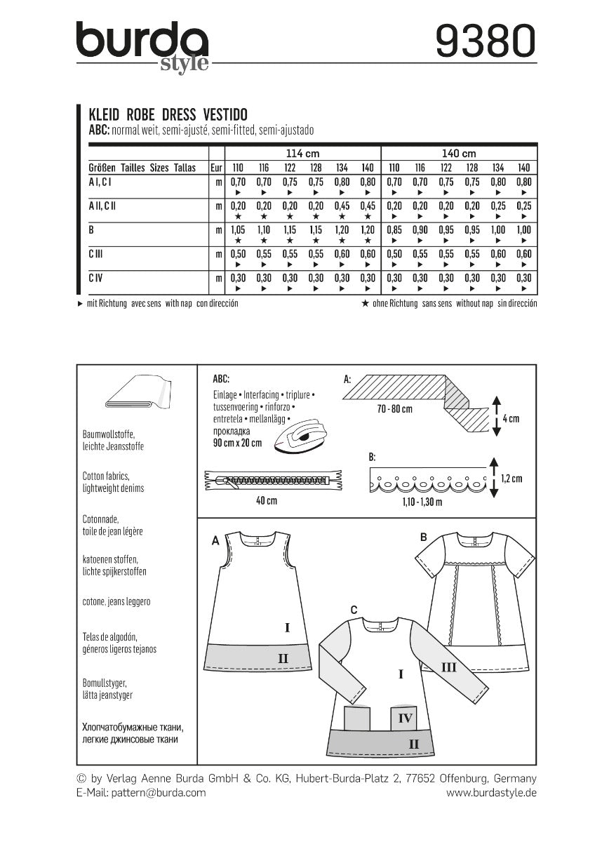 Patrón Burda 9380 Vestido - Ribes y Casals