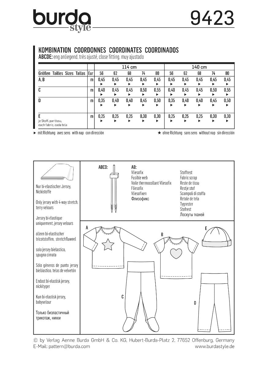 Patrón Burda 9423 Combinación - Ribes y Casals