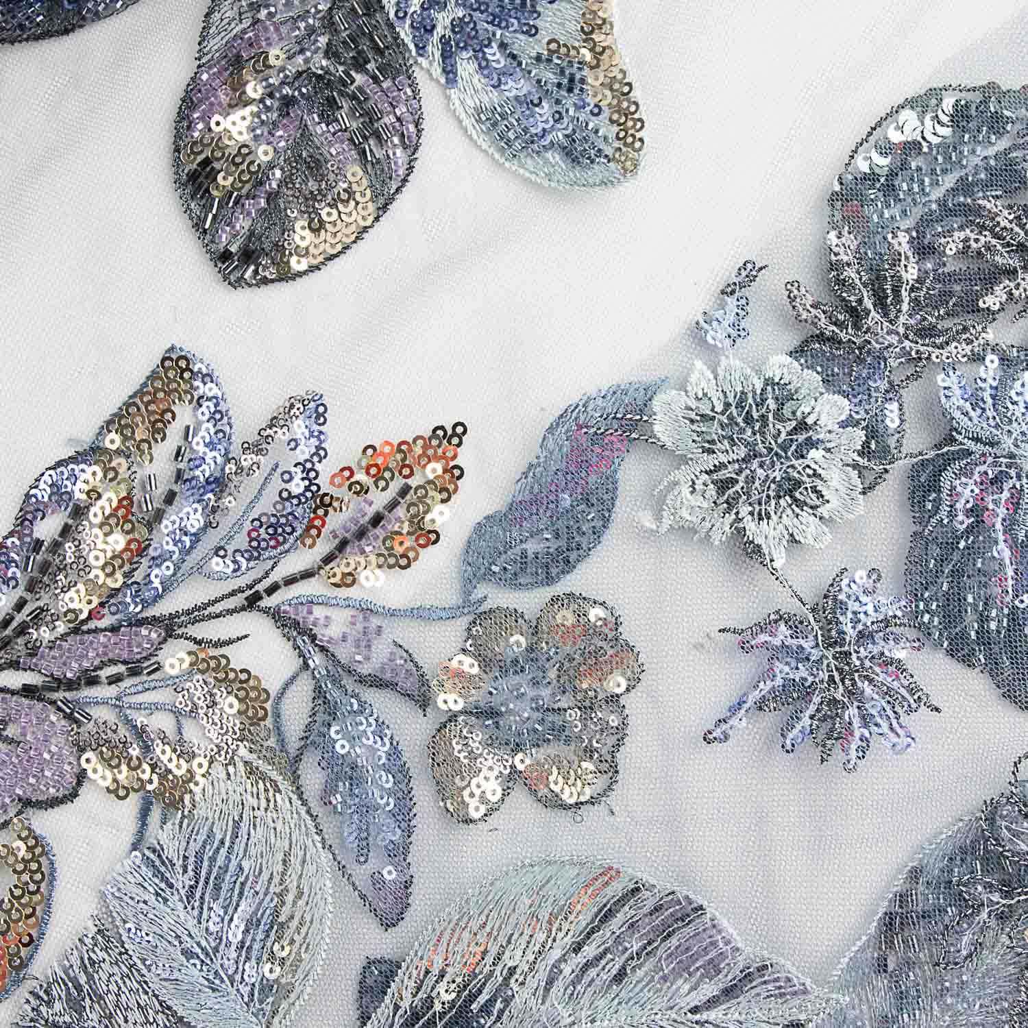 Pedrería Tul Azul Grisáceo Ramas - Ribes y Casals