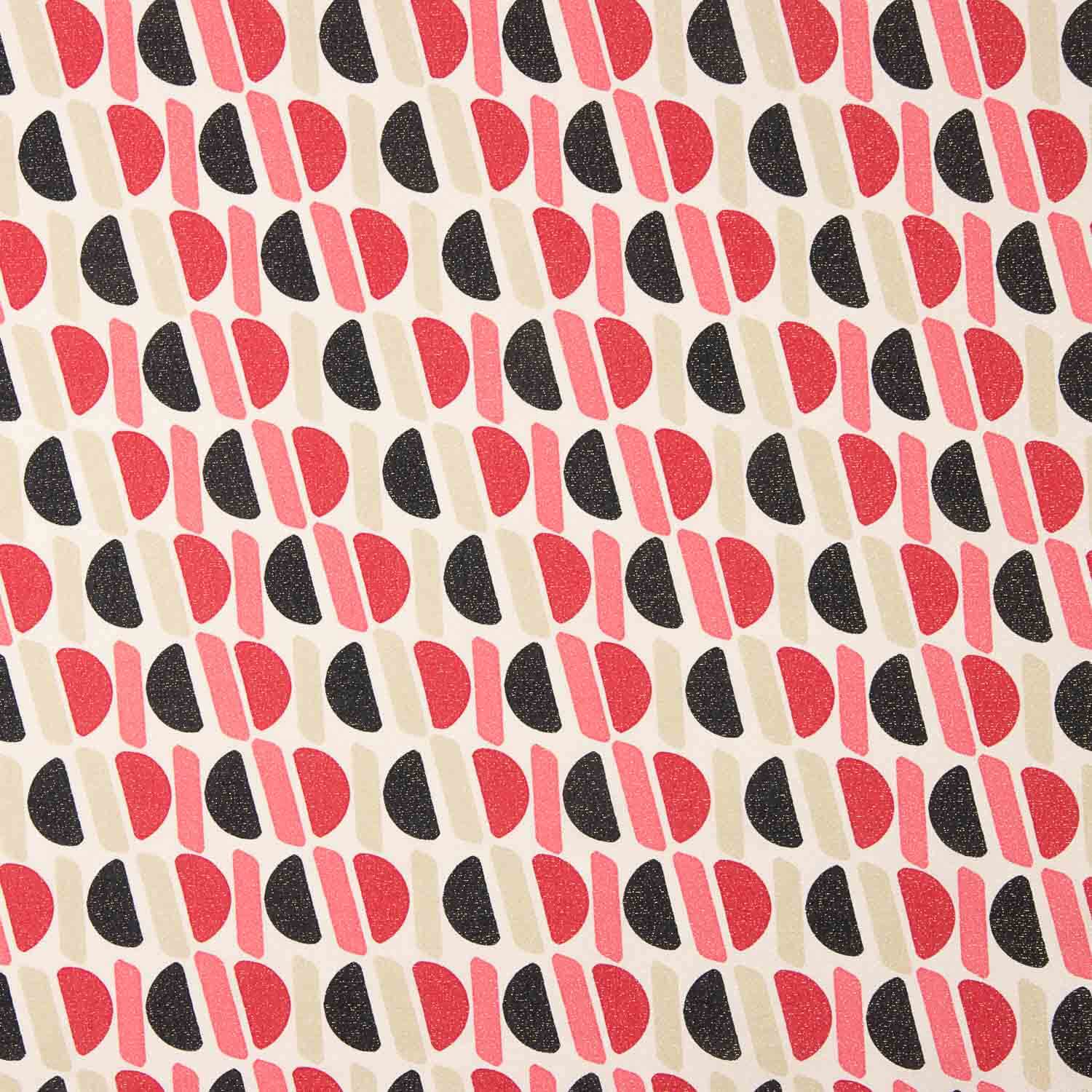 Viscosa Satinada Geométrico con Lurex Rosa y Negro - Ribes y Casals