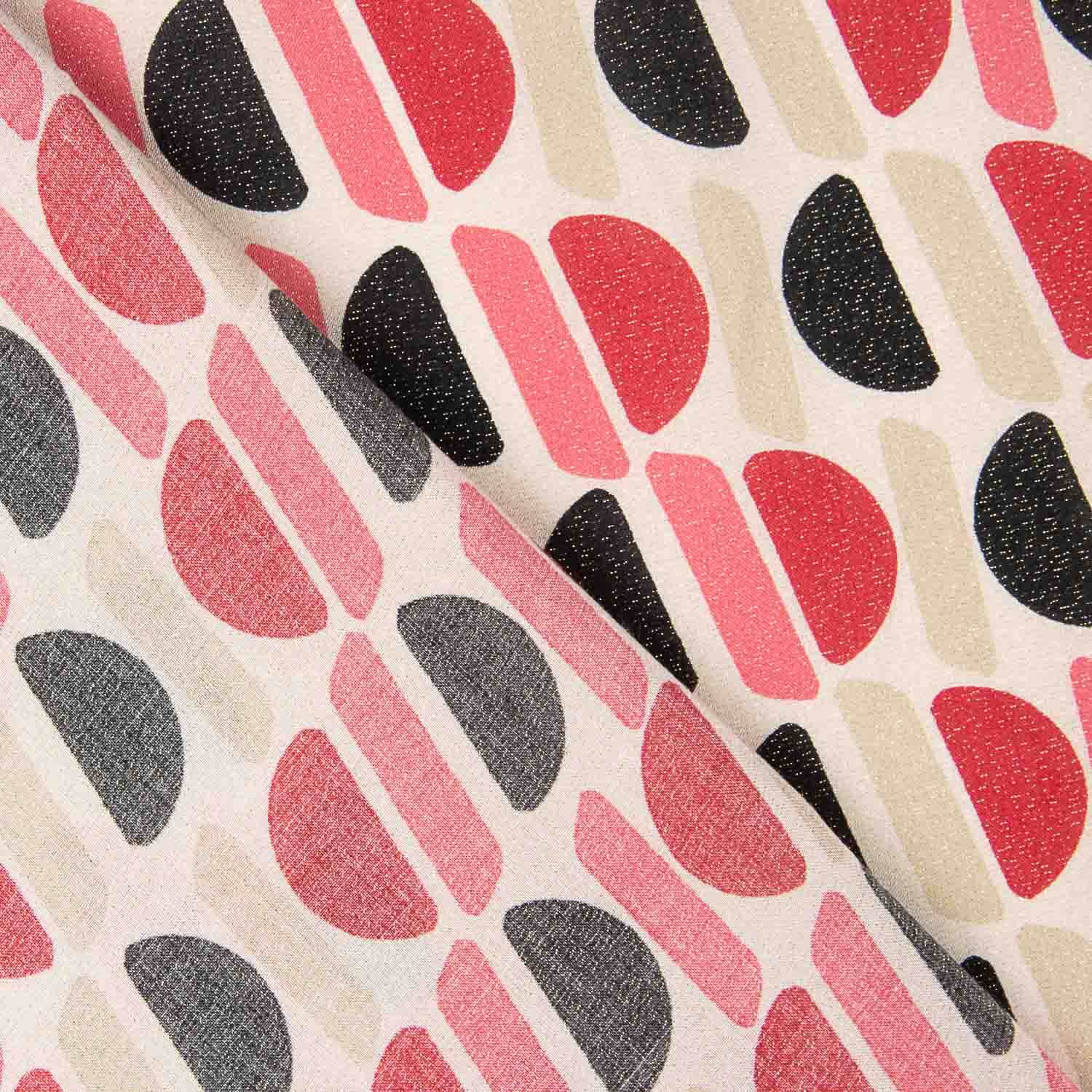 Viscosa Satinada Geométrico con Lurex Rosa y Negro - Ribes y Casals