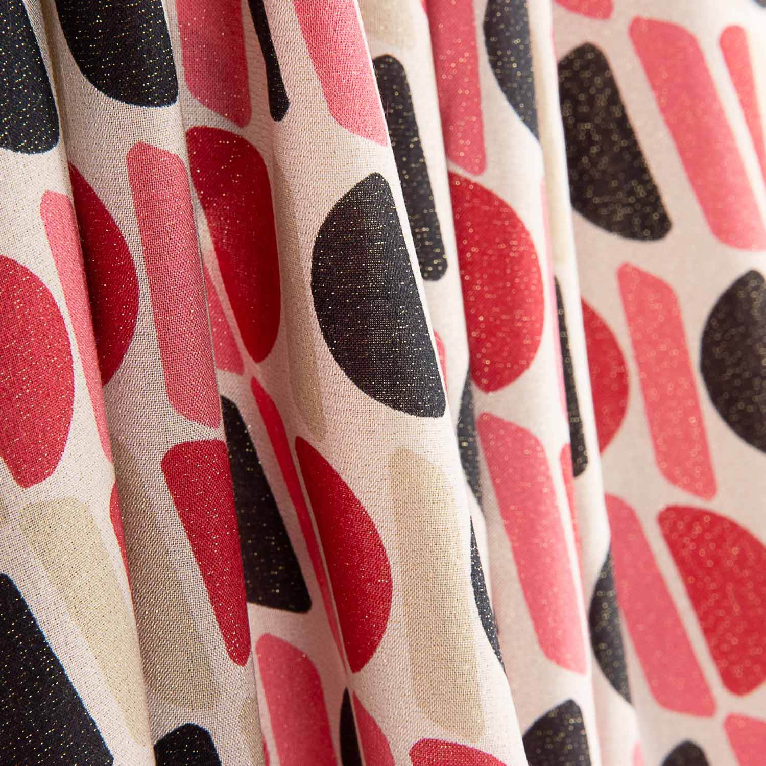 Viscosa Satinada Geométrico con Lurex Rosa y Negro - Ribes y Casals