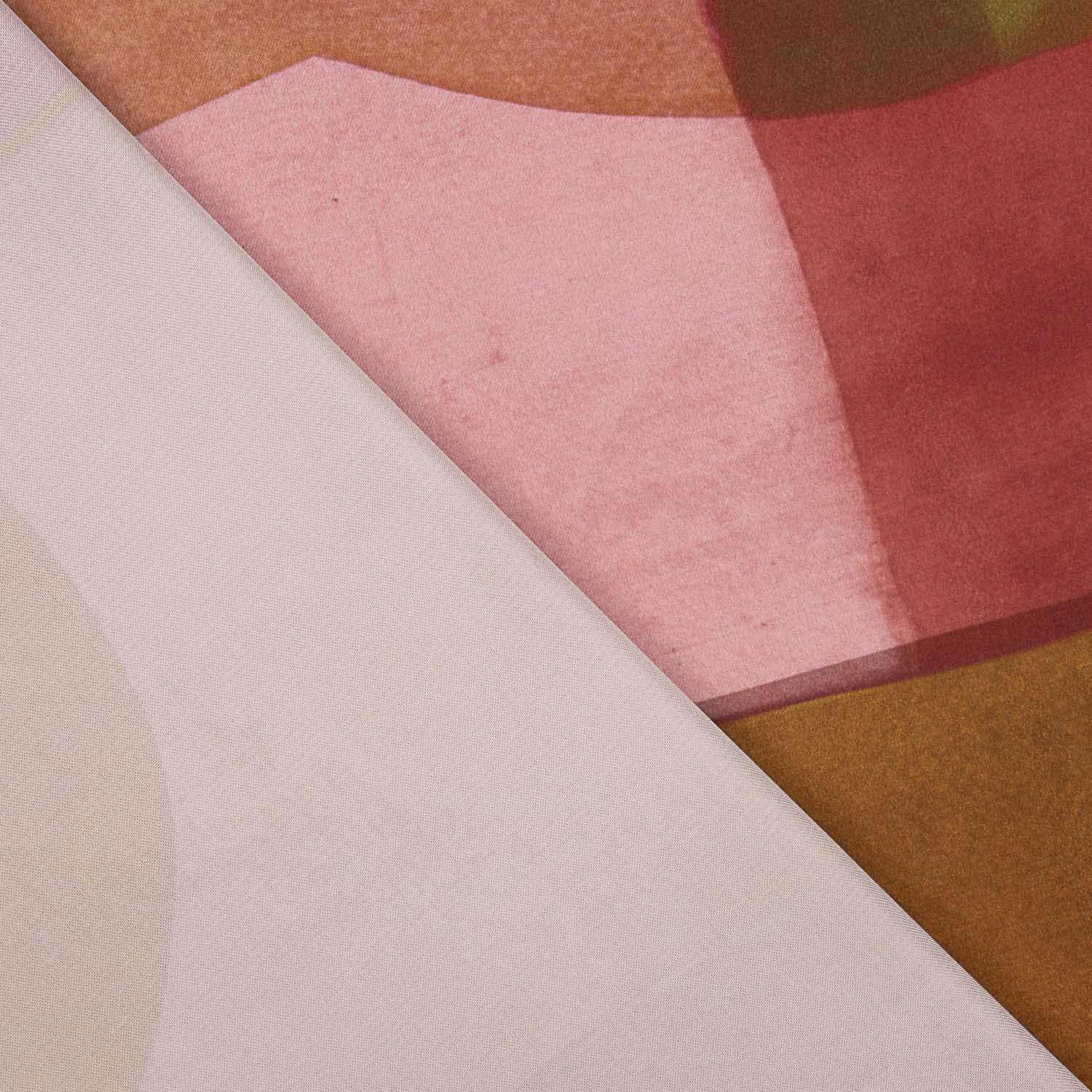 Satén Poliéster Estampada Geo Terracota - Ribes y Casals