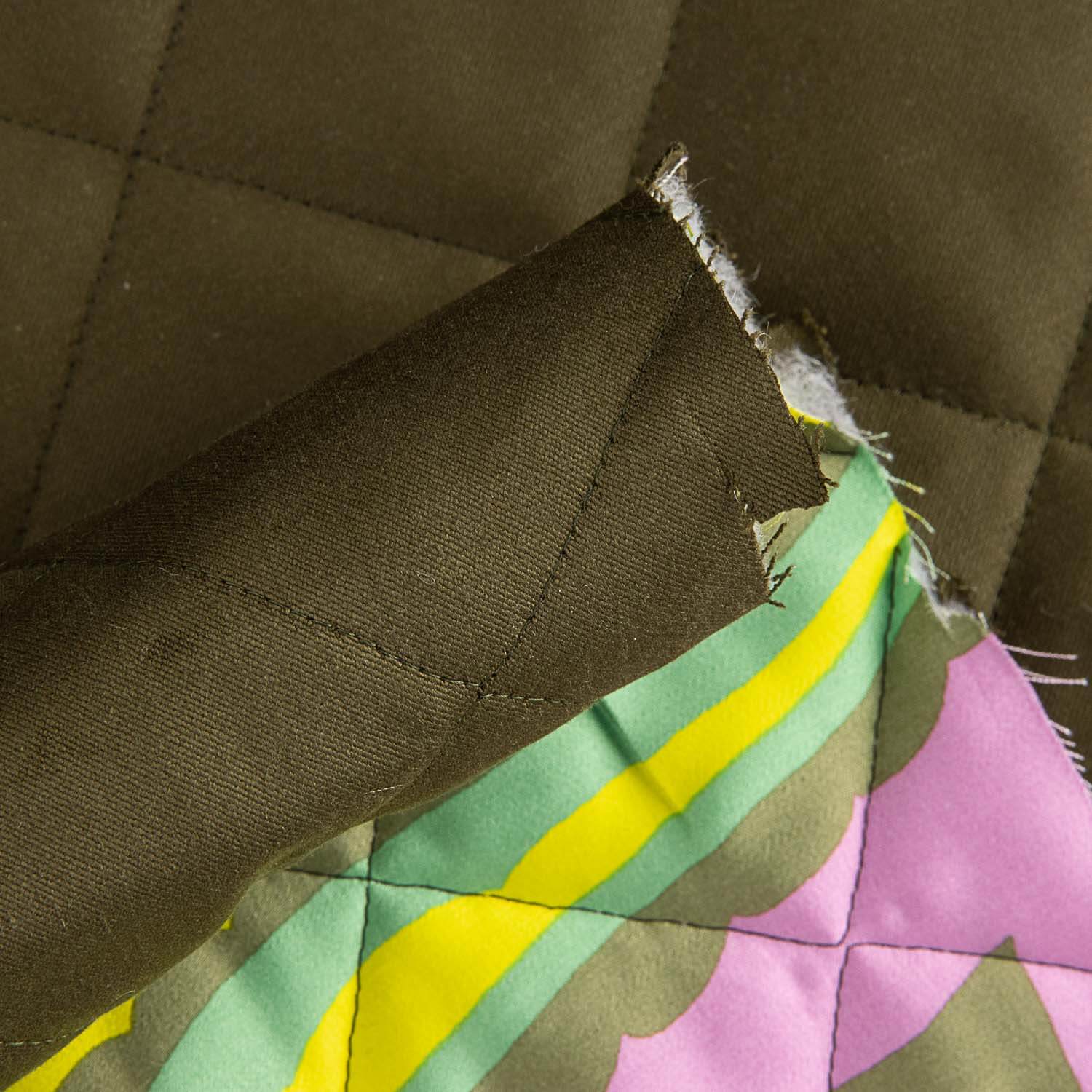 Acolchada Sarga Doble Cara Verde Kaki y Satén Multicolor - Ribes y Casals