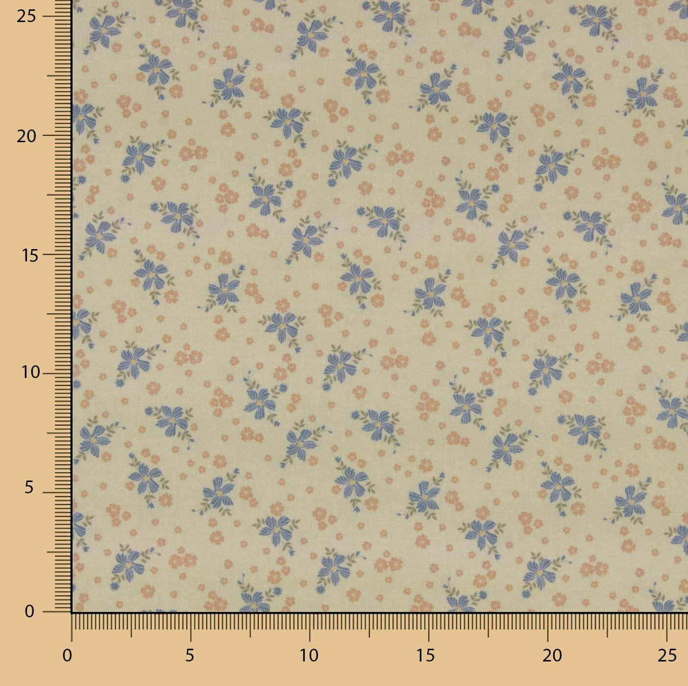 Percal Estampado Florecitas Azul y Rosa - Ribes y Casals