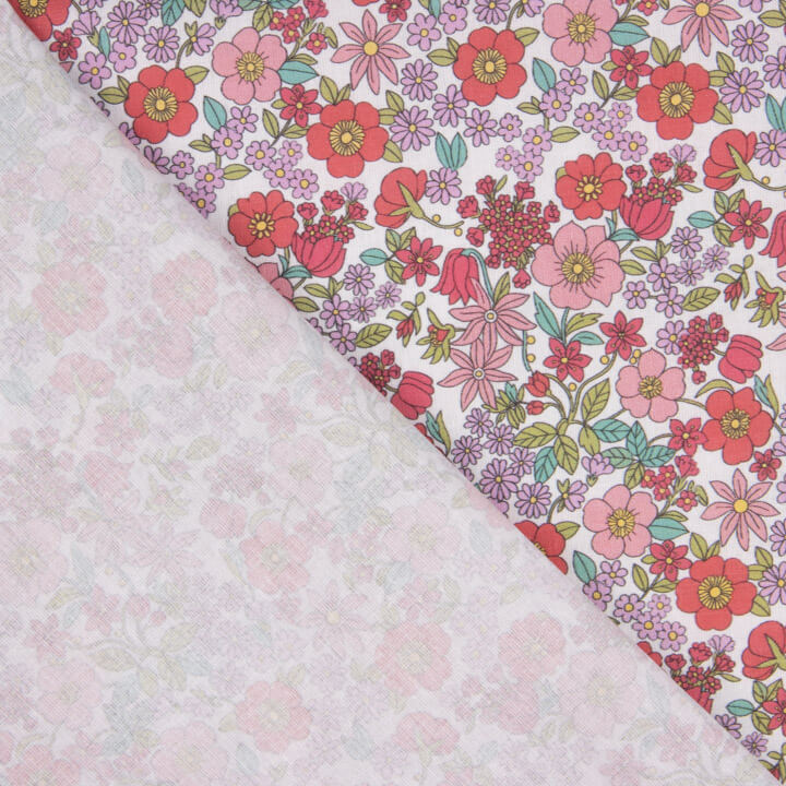 Percal Estampado Jardín Floral Rosa - Ribes y Casals