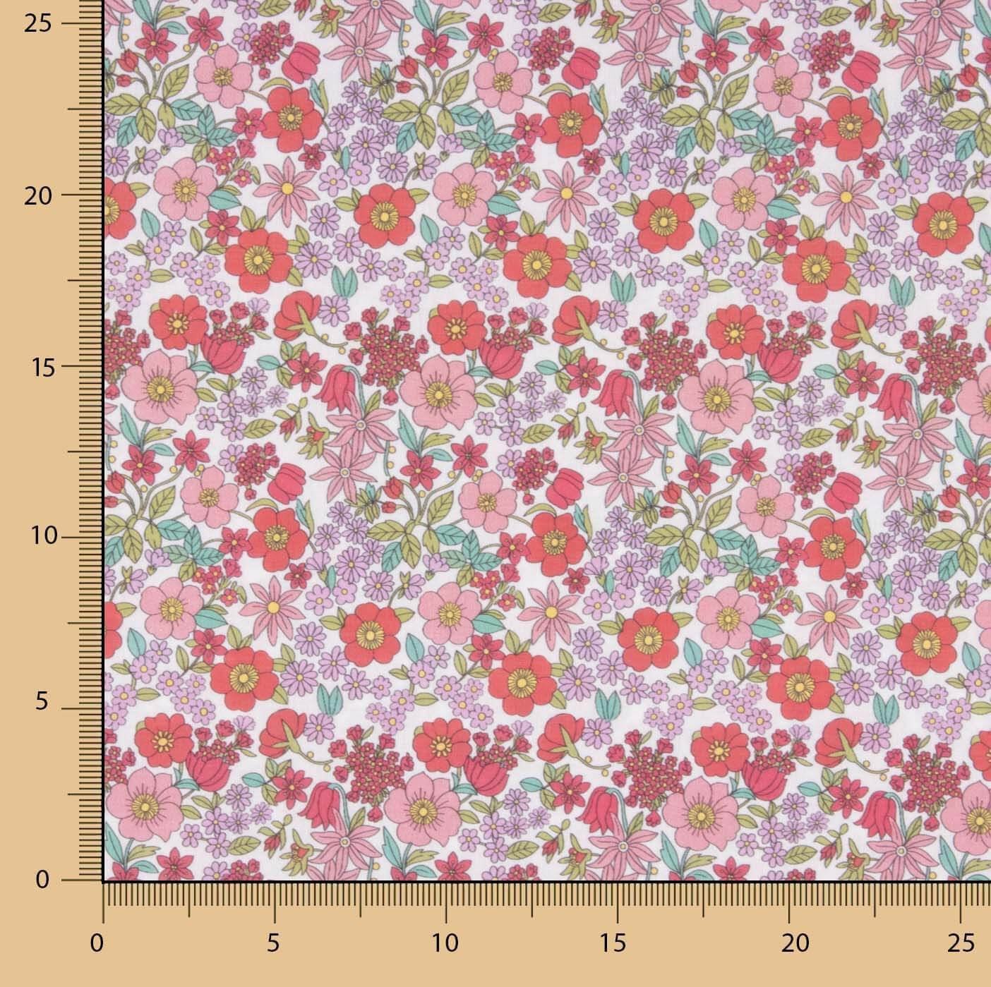Percal Estampado Jardín Floral Rosa - Ribes y Casals