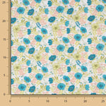 Percal Estampado Flores Turquesa - Ribes y Casals