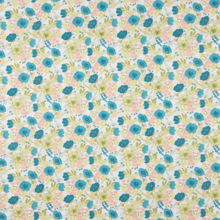 Percal Estampado Flores Turquesa - Ribes y Casals
