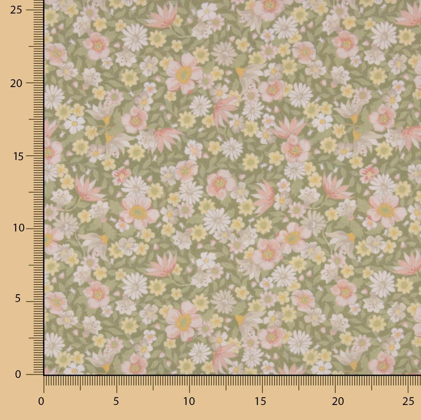 Percal Estampado Pradera Floral Verde - Ribes y Casals