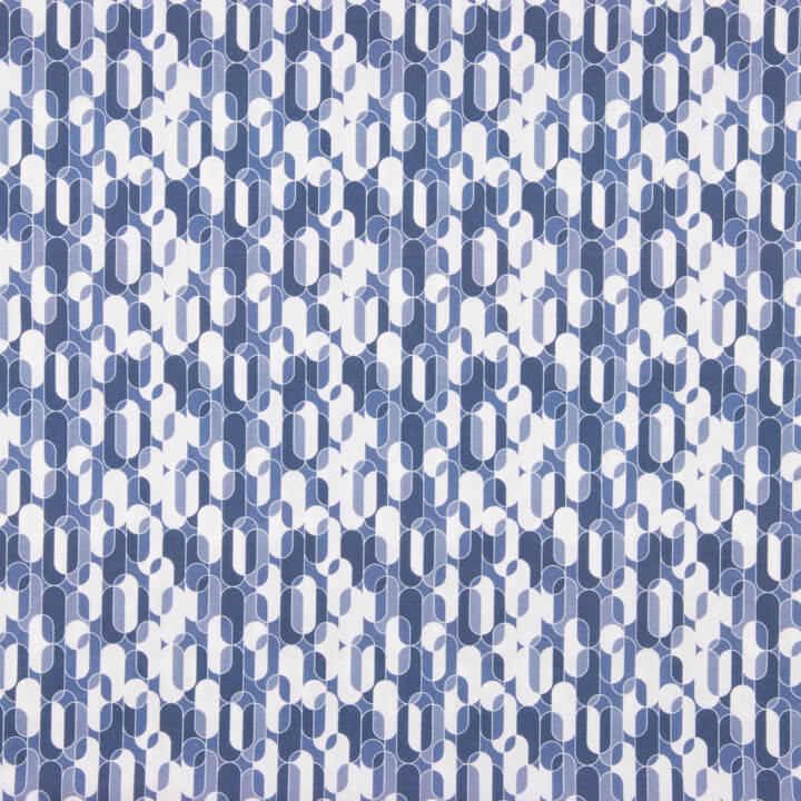 Percal Estampado Geométrico Retro Azul - Ribes y Casals
