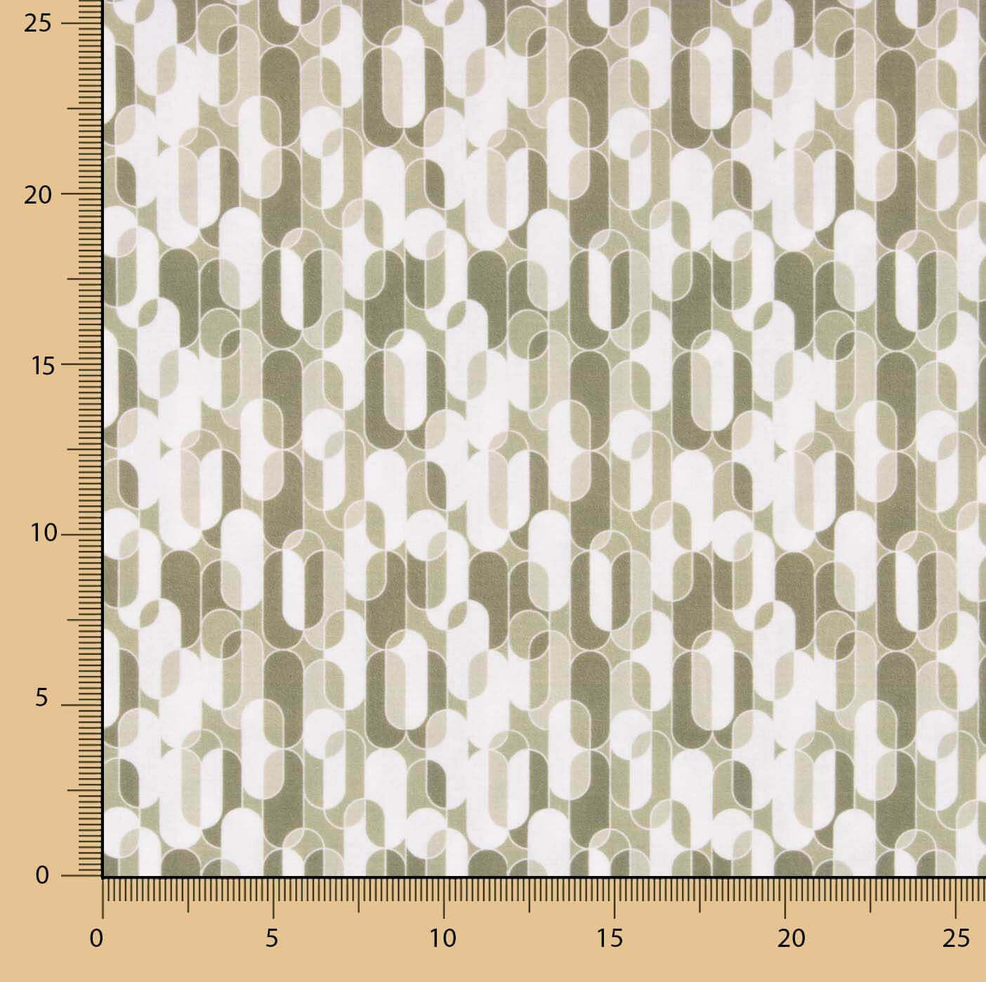 Percal Estampado Geométrico Retro Beige - Ribes y Casals