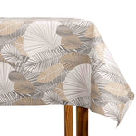 Mantel Resinado Hojas Geométricas Beige y Gris - Ribes y Casals