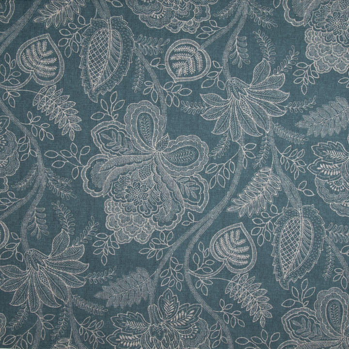 Loneta Efecto Lino Floral Provenzal Azul - Ribes y Casals