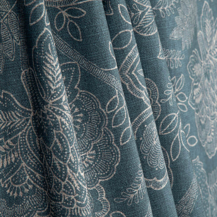 Loneta Efecto Lino Floral Provenzal Azul - Ribes y Casals