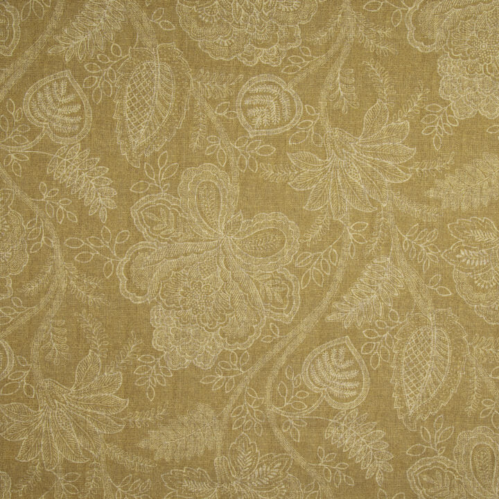 Loneta Efecto Lino Floral Provenzal Mostaza - Ribes y Casals