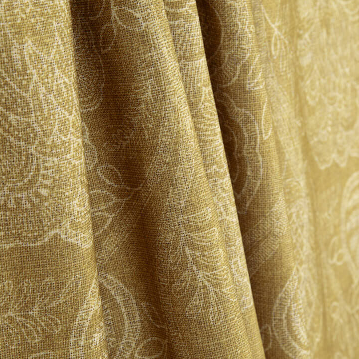Loneta Efecto Lino Floral Provenzal Mostaza - Ribes y Casals