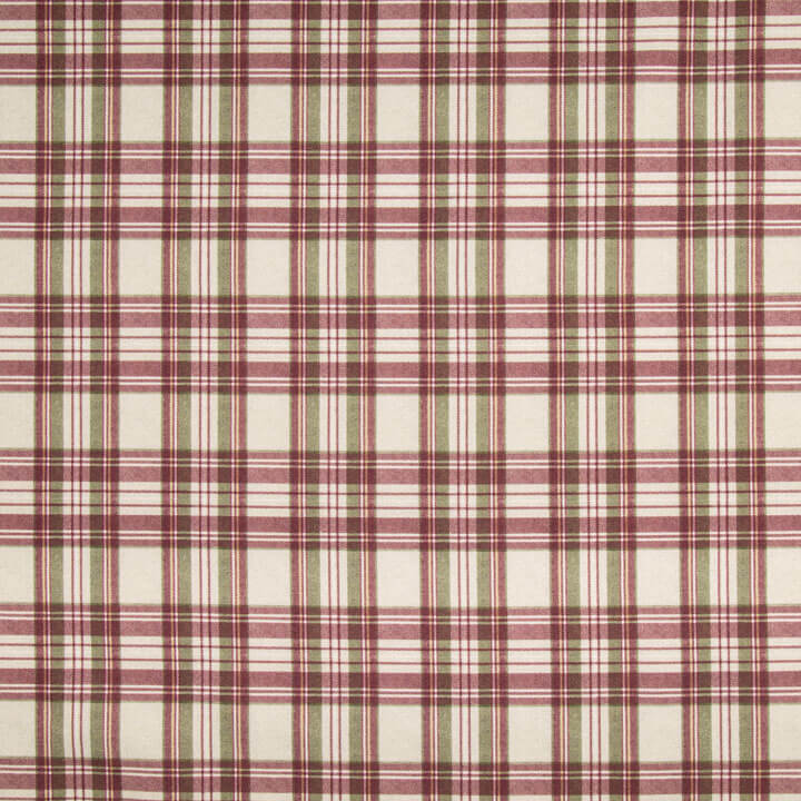 Loneta Efecto Lino Cuadros Balmoral Granate - Ribes y Casals