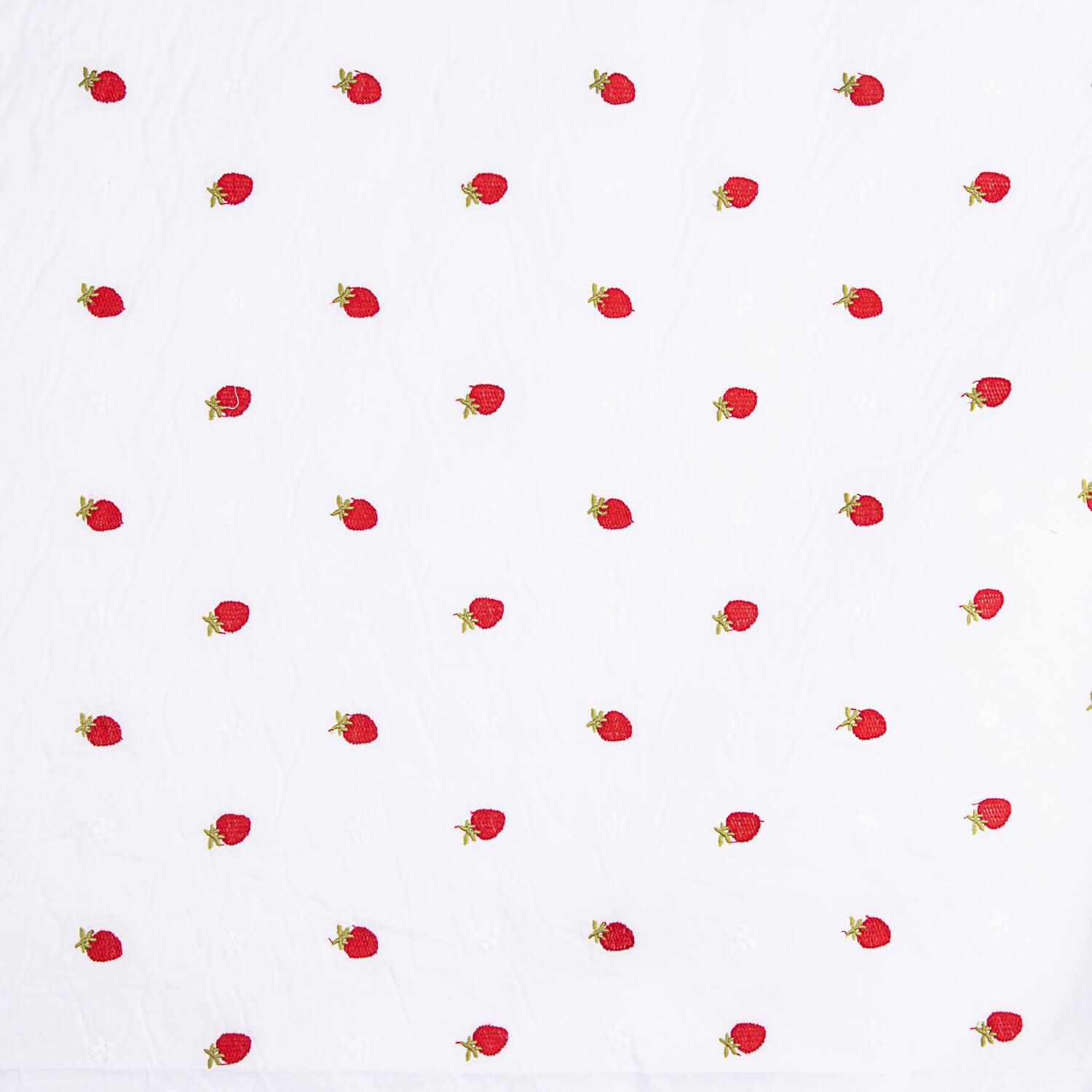 Batista Algodón Bordada Fresas Blanca - Ribes y Casals