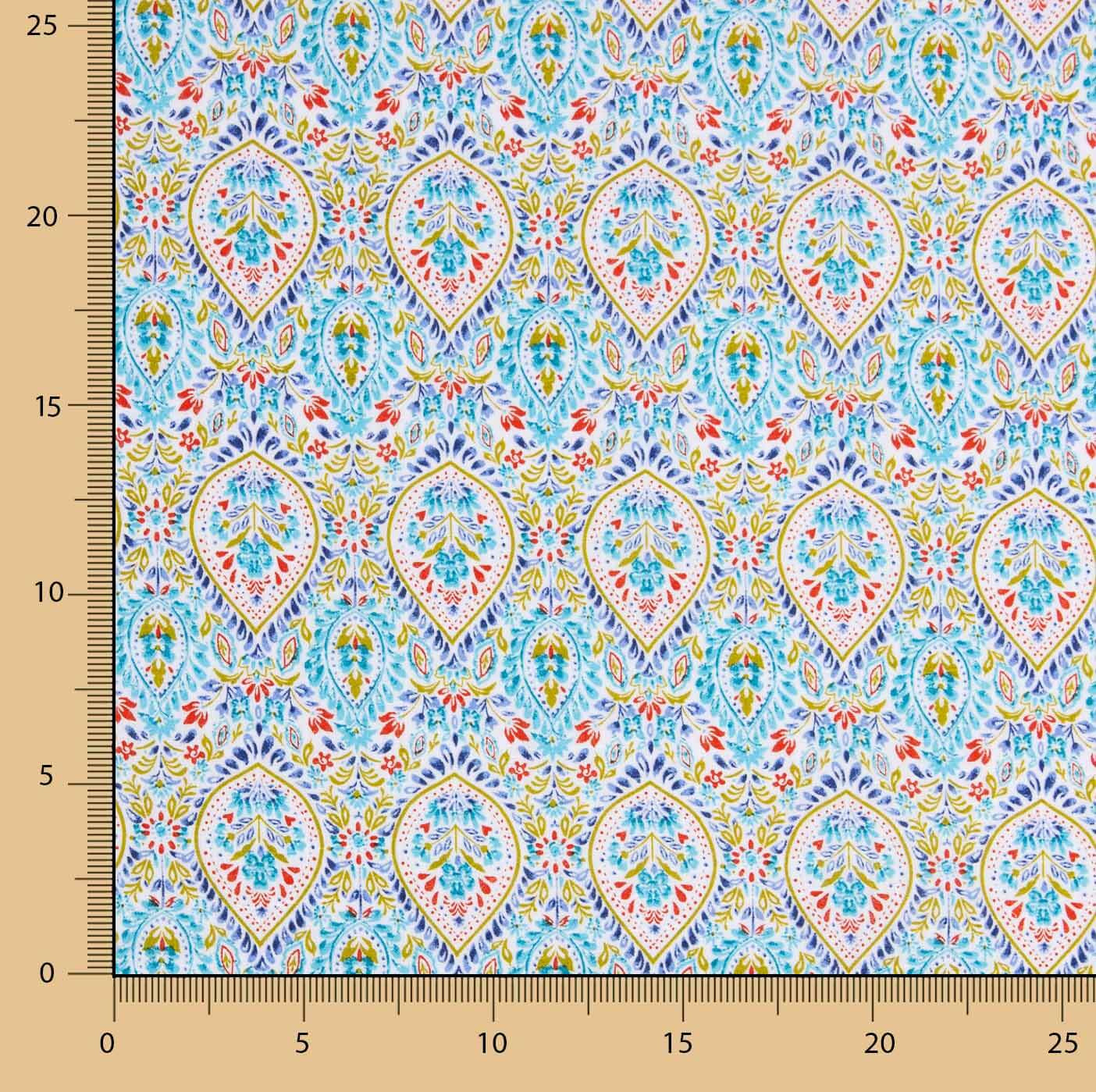 Batista Algodón Estampada Gotas Turquesa - Ribes y Casals