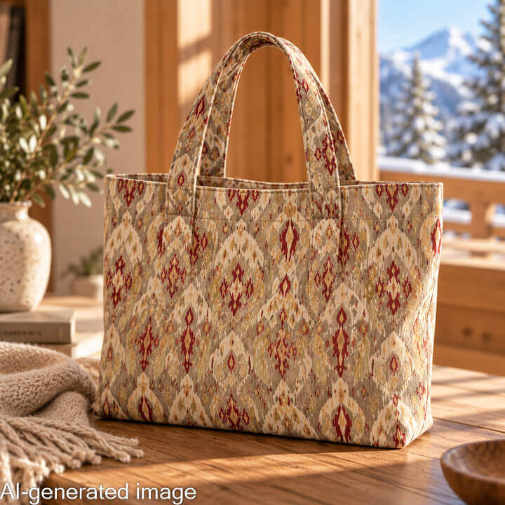 Loneta Efecto Lino Ikat Oriental Topo - Ribes y Casals