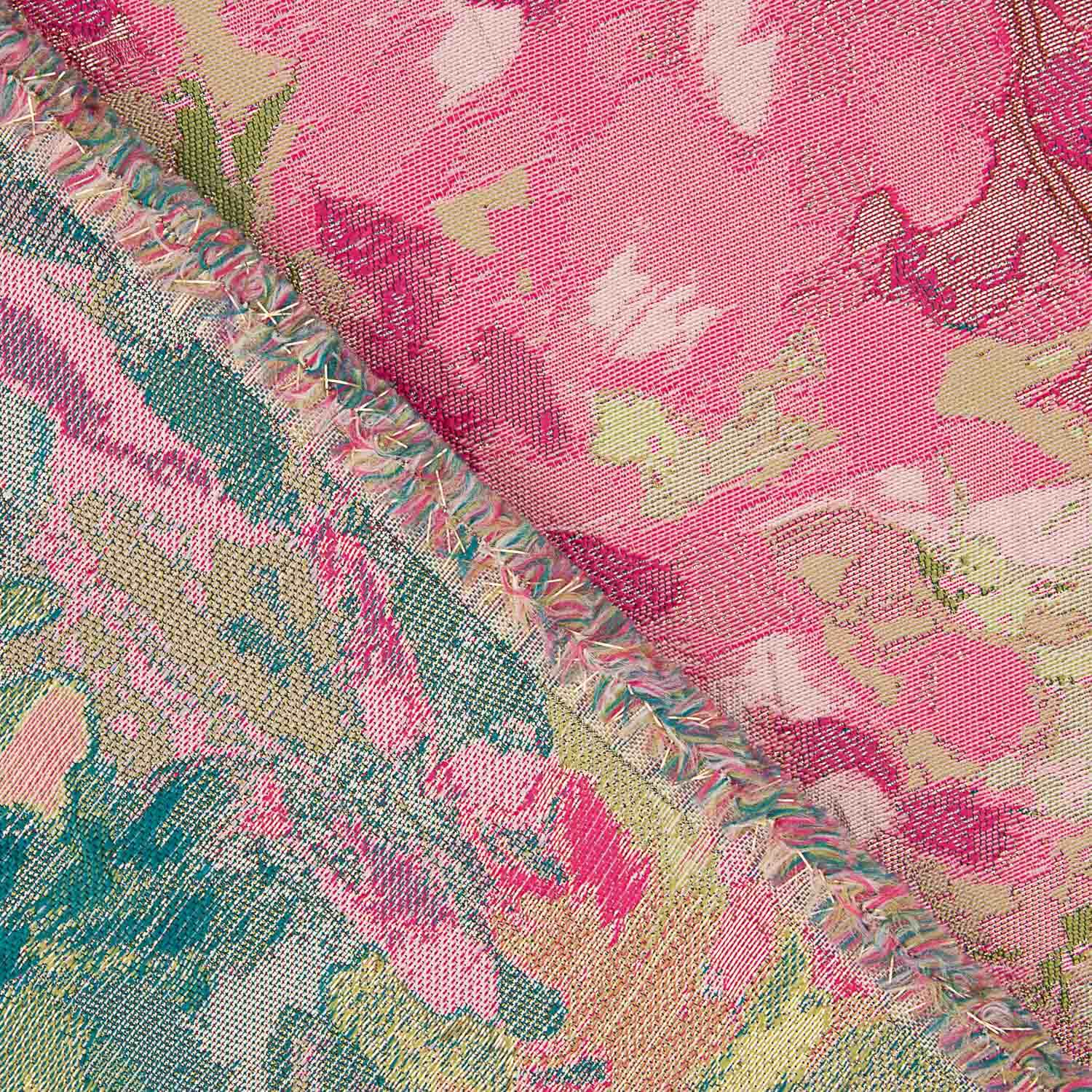 Retal Brocado Floral Rosas Fucsia y Verde - Varias medidas x ancho de 140 cm - Ribes y Casals