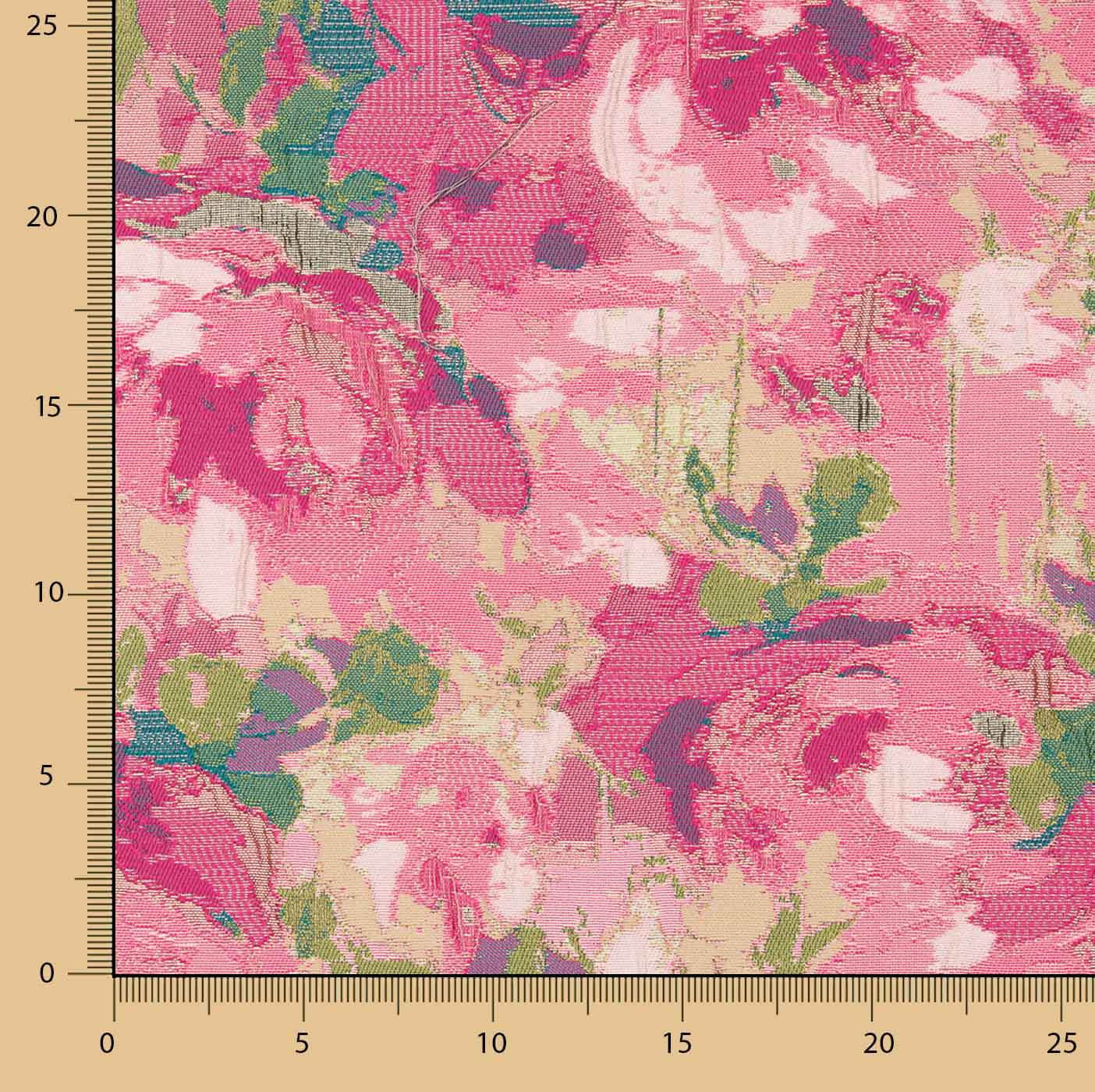 Retal Brocado Floral Rosas Fucsia y Verde - Varias medidas x ancho de 140 cm - Ribes y Casals