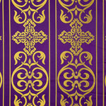 Brocado Litúrgico Cruz Barroca Morado Oro - Ribes y Casals