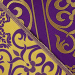 Brocado Litúrgico Cruz Barroca Morado Oro - Ribes y Casals