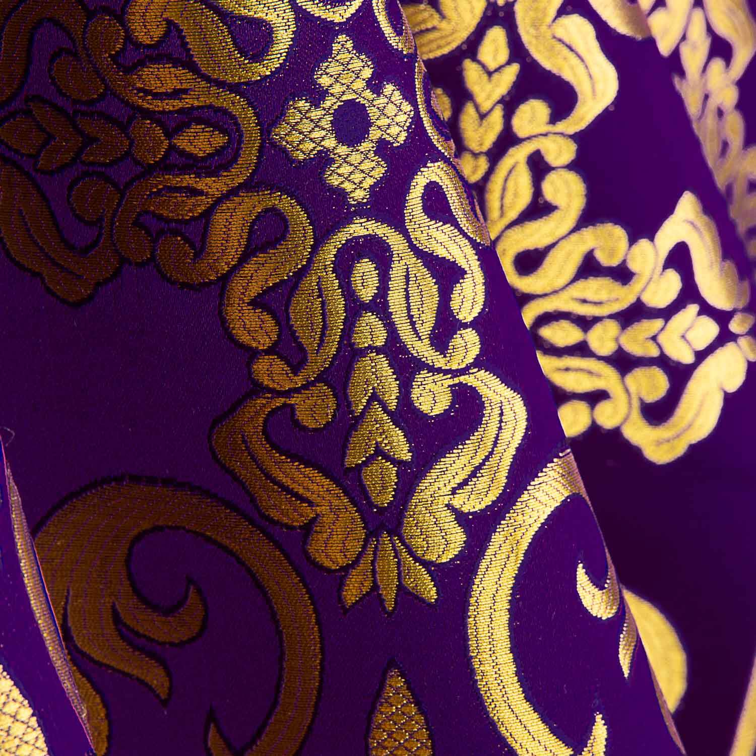 Brocado Litúrgico Cruz Barroca Morado Oro - Ribes y Casals