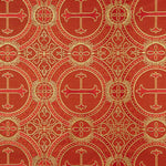 Brocado Litúrgico Cruz Medallón Rojo y Oro - Ribes y Casals