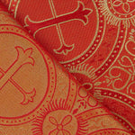 Brocado Litúrgico Cruz Medallón Rojo y Oro - Ribes y Casals