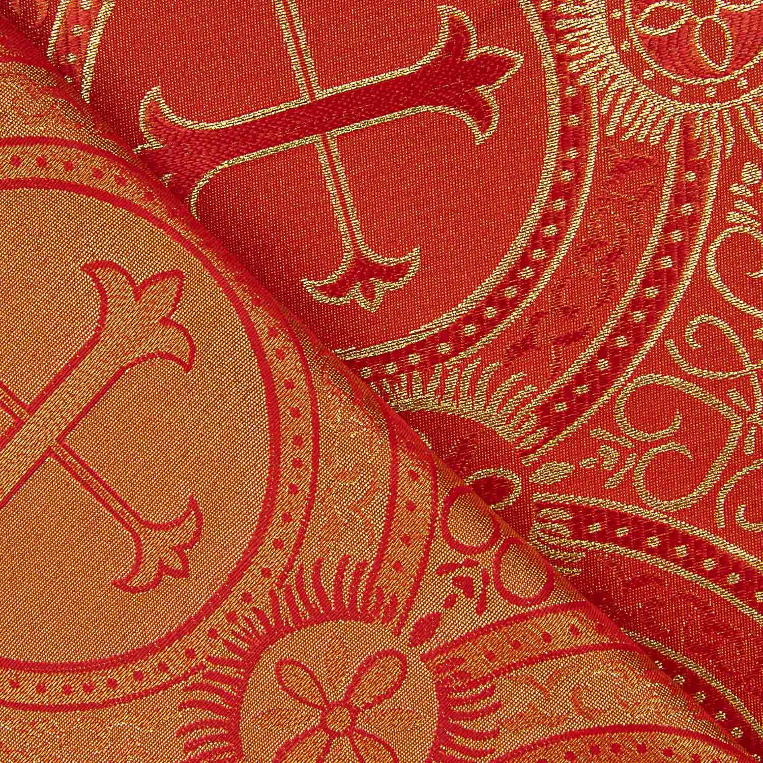 Brocado Litúrgico Cruz Medallón Rojo y Oro - Ribes y Casals