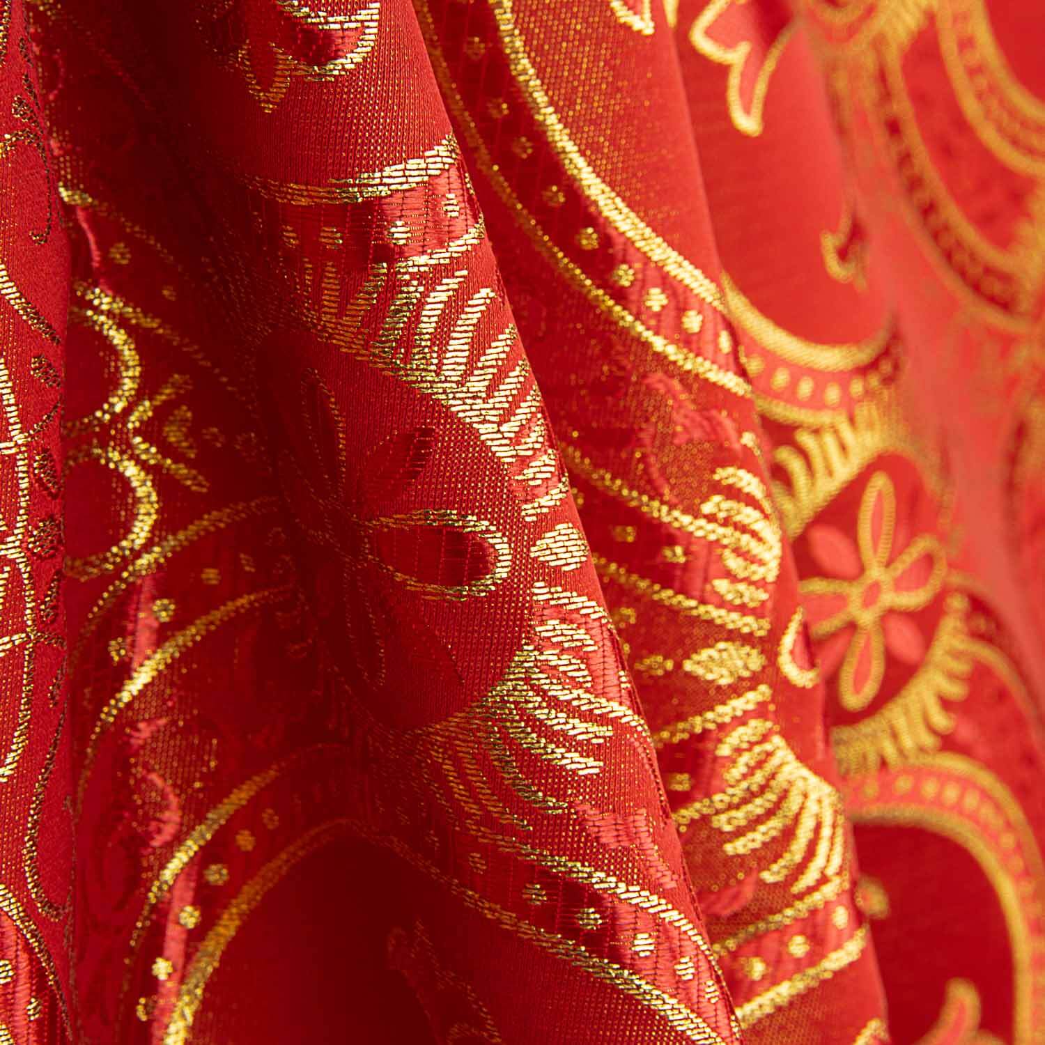 Brocado Litúrgico Cruz Medallón Rojo y Oro - Ribes y Casals