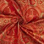 Brocado Litúrgico Cruz Medallón Rojo y Oro - Ribes y Casals