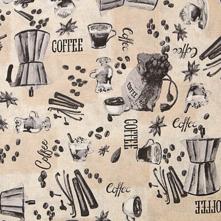 Loneta Estampada Café, Cafeteras y Granos - Ribes y Casals