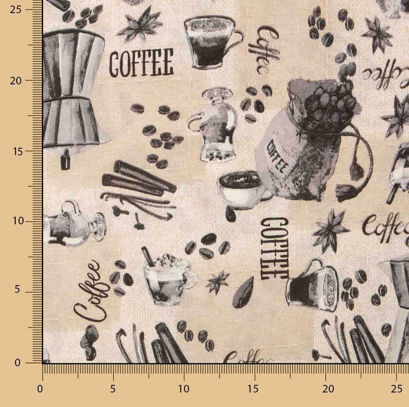 Loneta Estampada Café, Cafeteras y Granos - Ribes y Casals