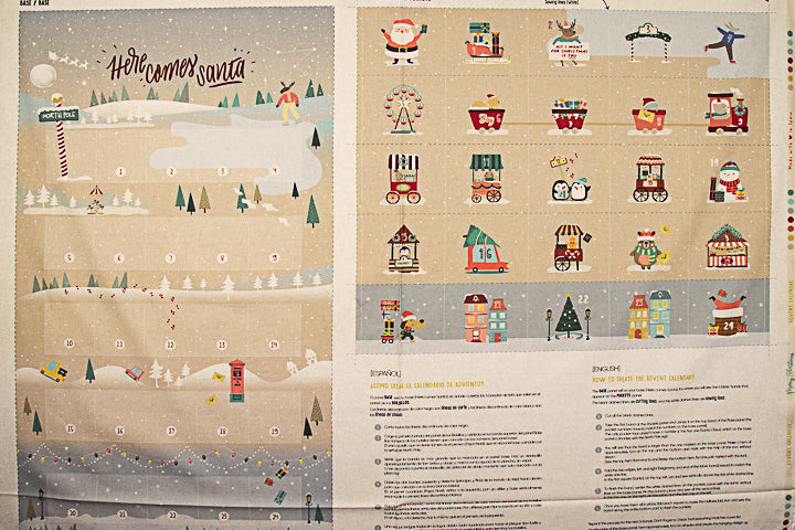 Panel Algodón Calendario de Adviento Infantil Aventura de Papá Noel – DIY - Ribes y Casals