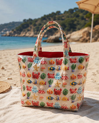 Cretona Algodón Fondo Marino Kawaii - Ribes y Casals