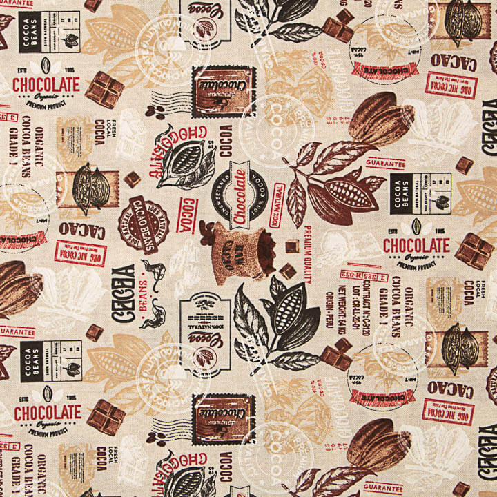 Loneta Estampada Chocolate y Cacao Vintage - Ribes y Casals