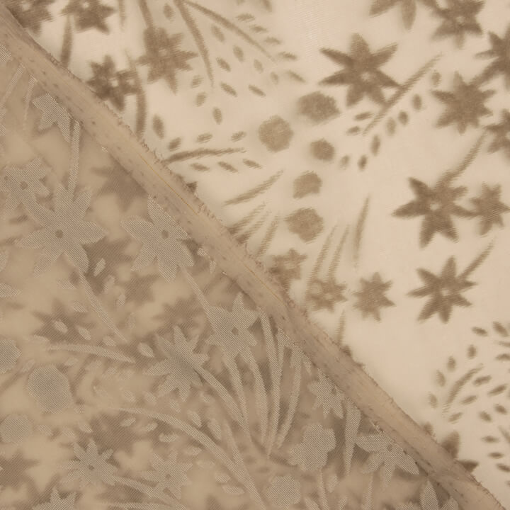 Devoré Floral Tonos Beige sobre Gasa - Ribes y Casals
