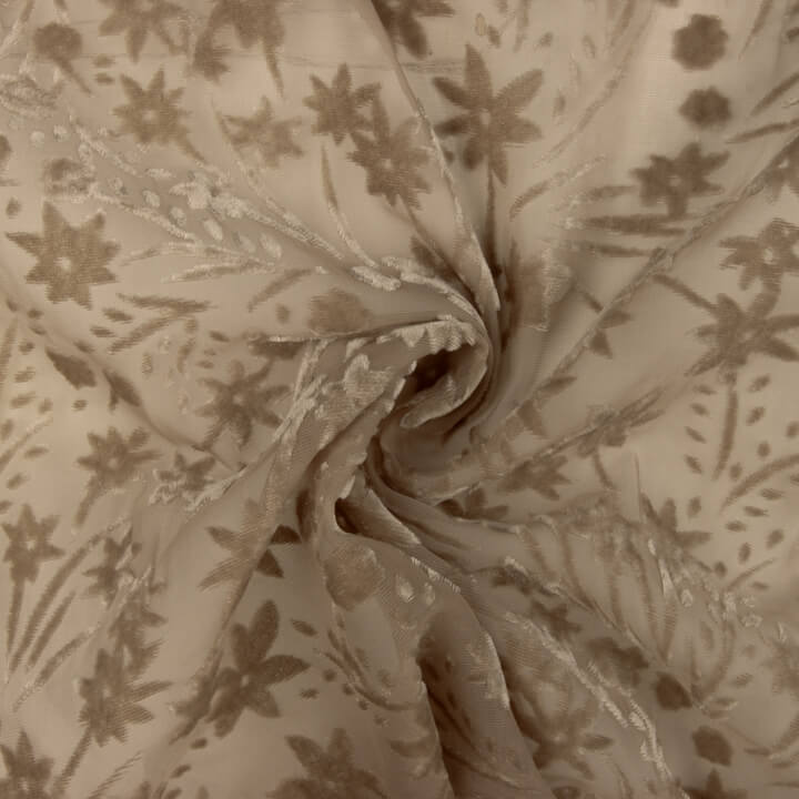 Devoré Floral Tonos Beige sobre Gasa - Ribes y Casals
