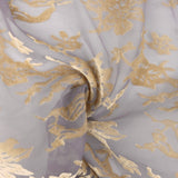 Devoré Floral Beige sobre Gasa Gris Azulada - Ribes y Casals