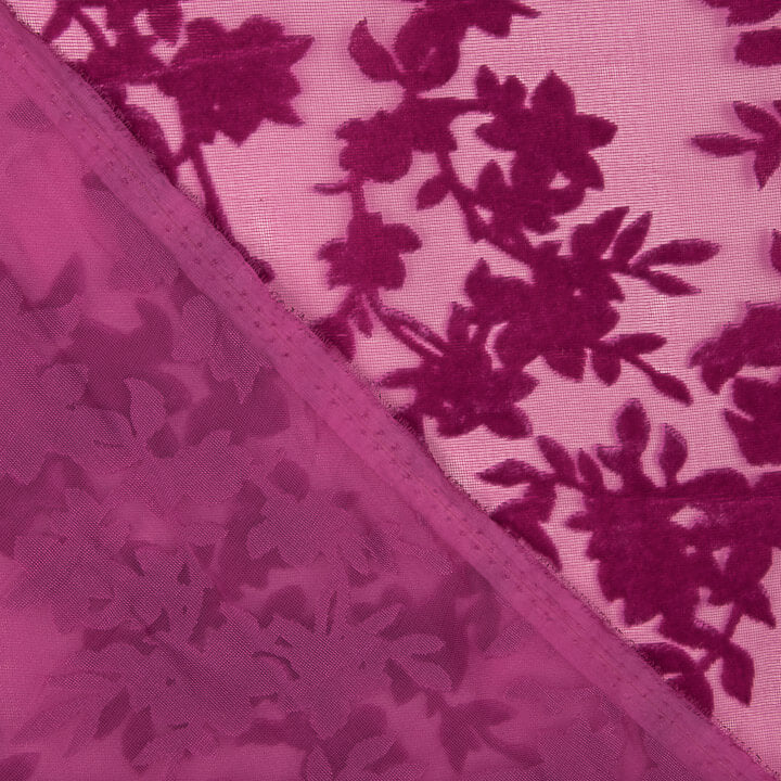 Devoré Floral Fucsia sobre Gasa - Ribes y Casals
