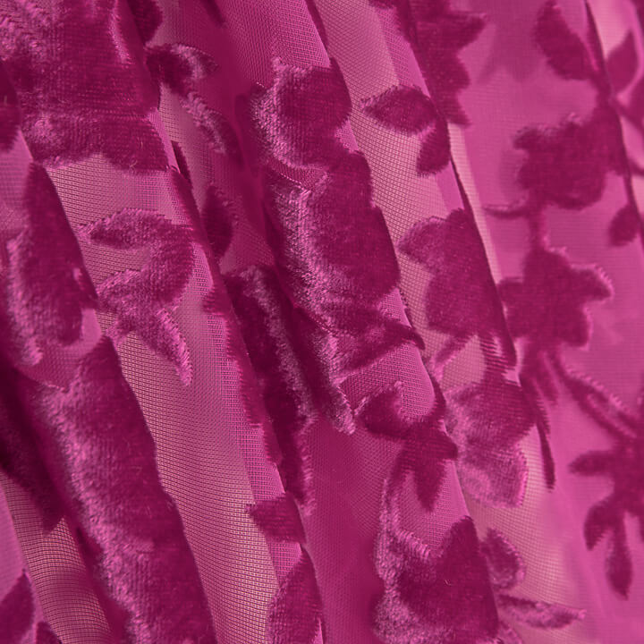 Devoré Floral Fucsia sobre Gasa - Ribes y Casals