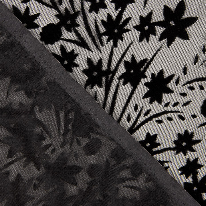 Devoré Floral Negro sobre Gasa - Ribes y Casals