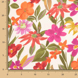 Viscosa Estampada Flores Fucsia y Naranja - Ribes y Casals
