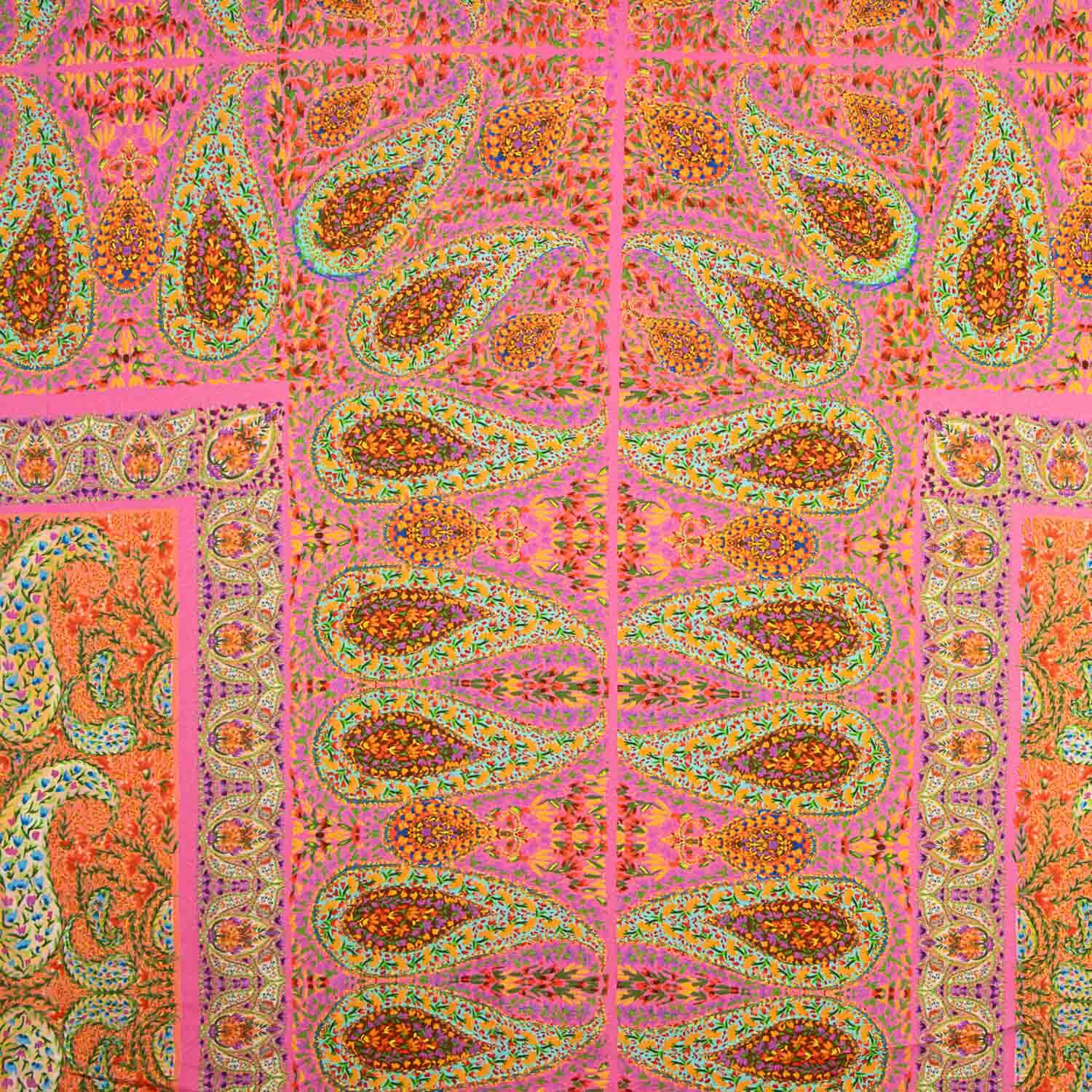 Crepé Viscosa Estampada Paisley Boho Fucsia - Ribes y Casals