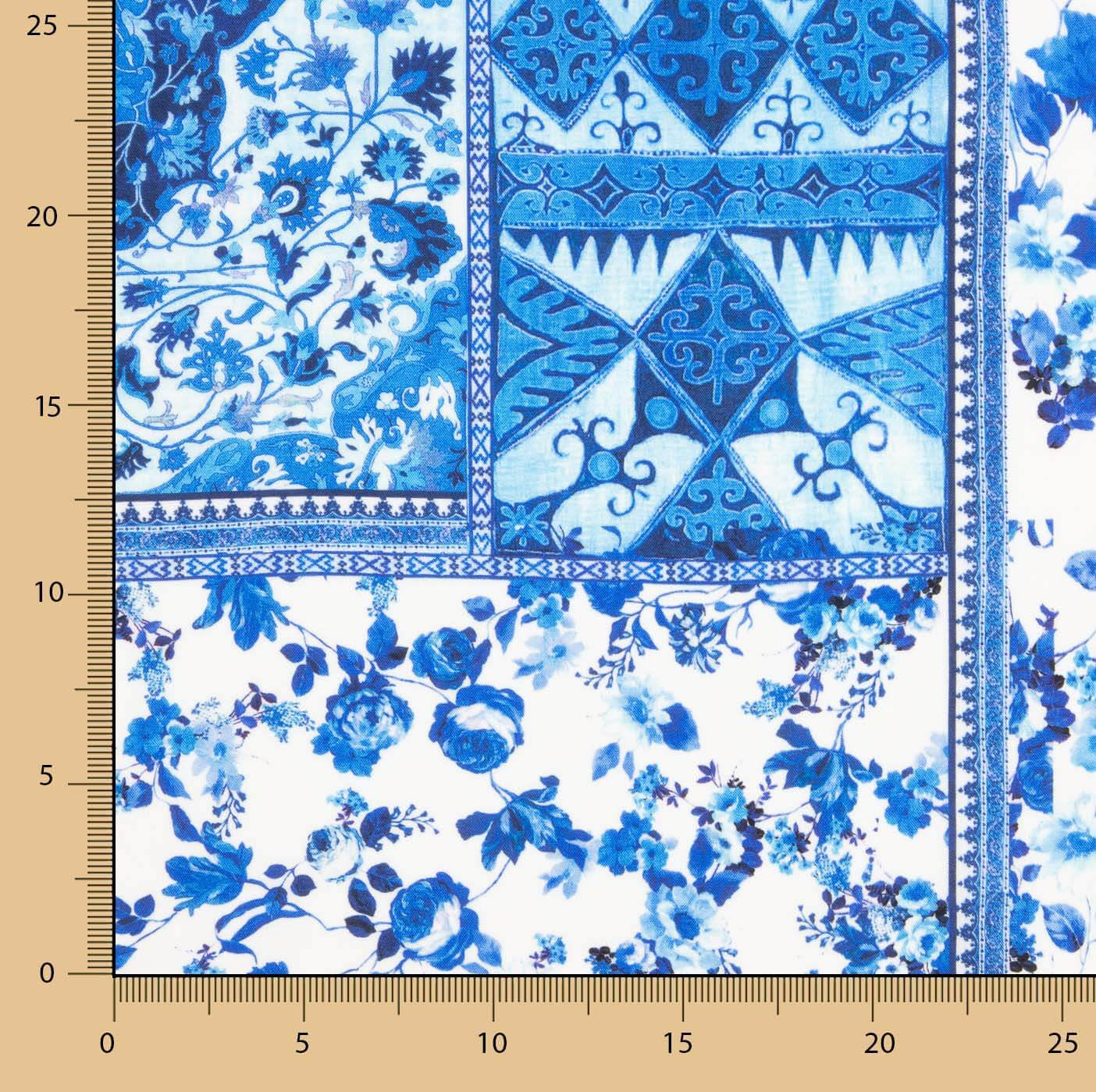 Viscosa Estampada Patchwork Azul - Ribes y Casals