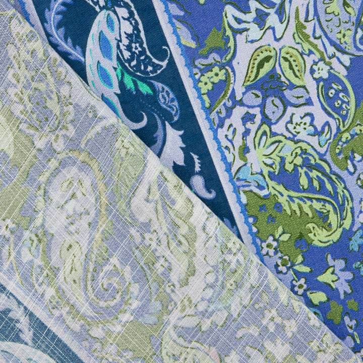 Viscosa Rústica Estampada Cachemir Azul y Verde - Ribes y Casals